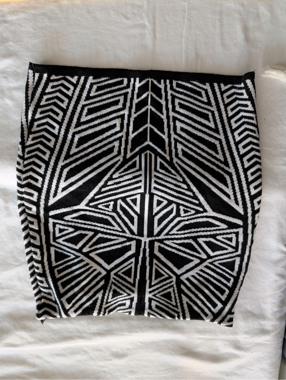 Black White Geometric Bodycon Mini Skirt Women's M